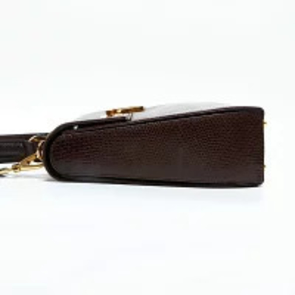 Salvatore Ferragamo Embossed Leather Gancini Handbag Brown - Picture 4 of 13